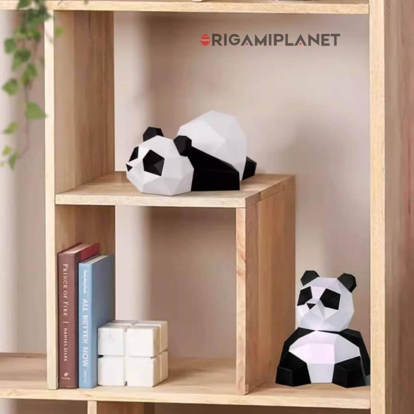 ORIGAMIPLANET 3D Panda Papa Origami Paper Craft Kit, Fun DIY Pre-Cut 3D Paper Art Model for Teens & Adults, Easy Handmade Animal Figurine Sculpture Gift Set for Bookshelf Decoration