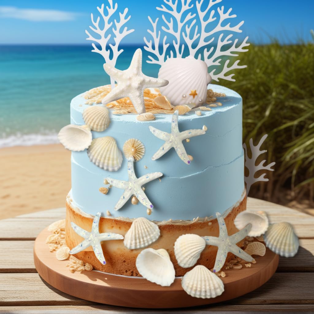 Shells Cake Decor Under the Sea Ocean Birthday Cake Decorations Sea Ocean Party Favor Supplies for Sea Ocean Theme Baby Shower Birthday Party