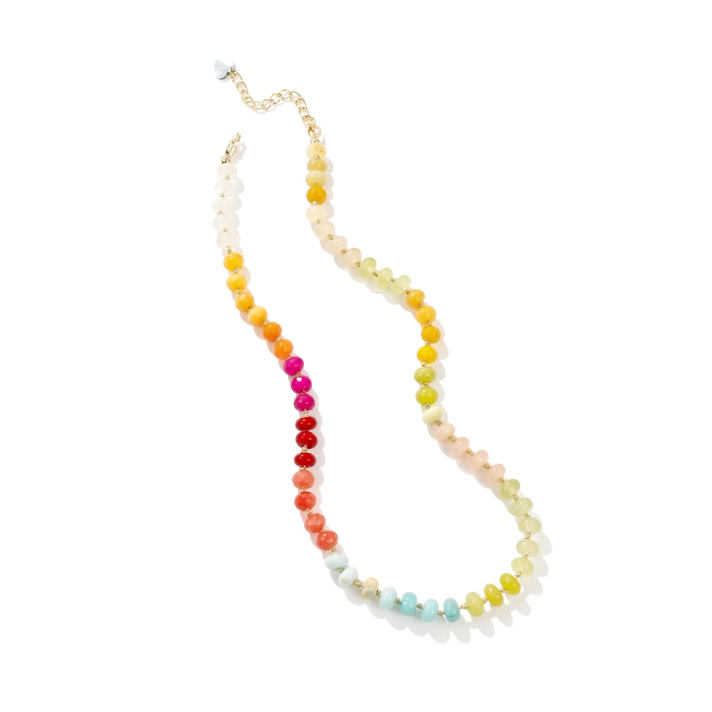 Gemstone Beaded Necklace for Women Colorful Natural Stone Freshwater Pearl Surfer Beach Rainbow Necklace Jewelry Gift (colorful -04)