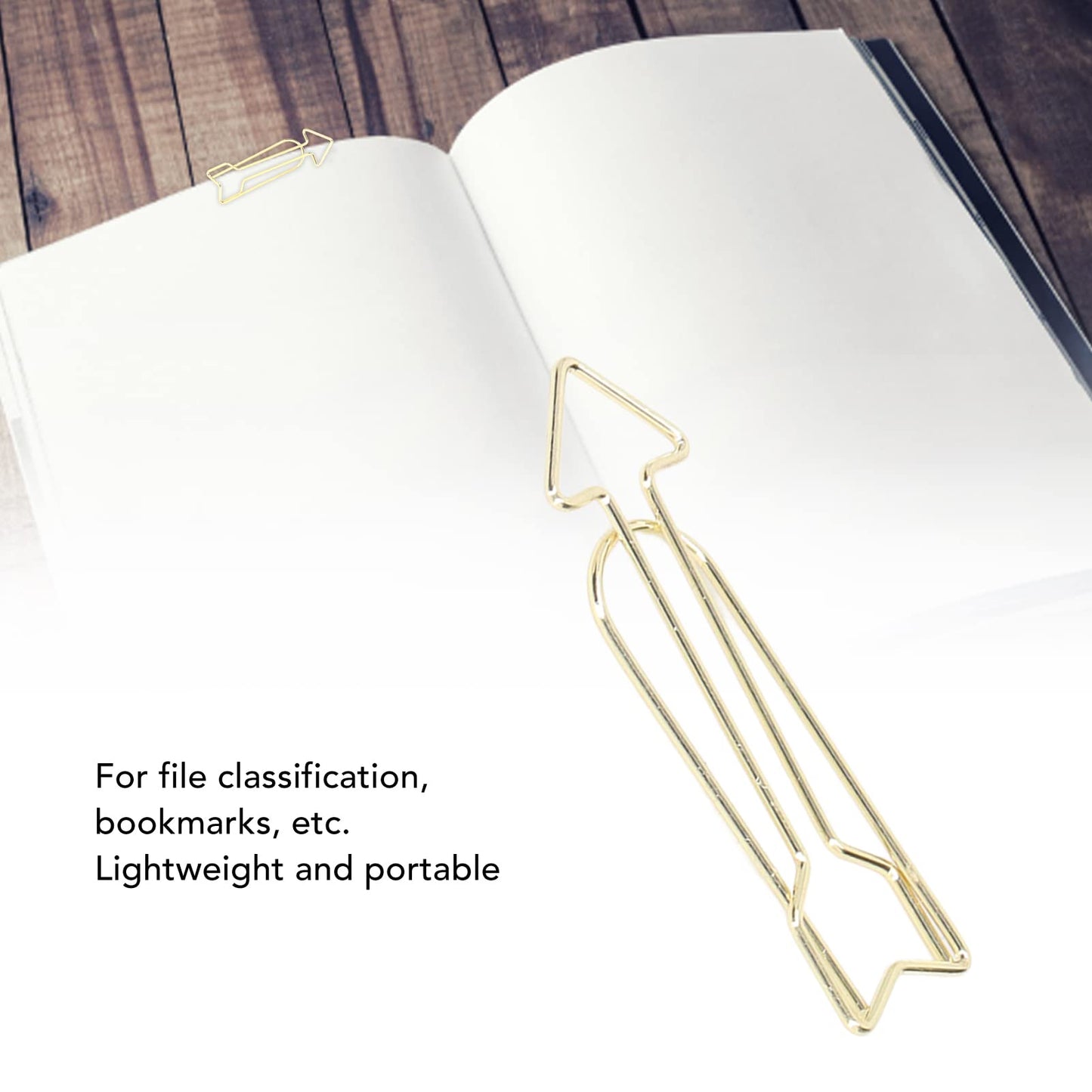 CYTGOUPER Small Gold Paper Clips 100 Pcs: Arrowhead Shaped Paper Clips with Clear Box,2in Decorative PaperClips Small for for Fun Office Supplies College Gifts Wedding Decoration