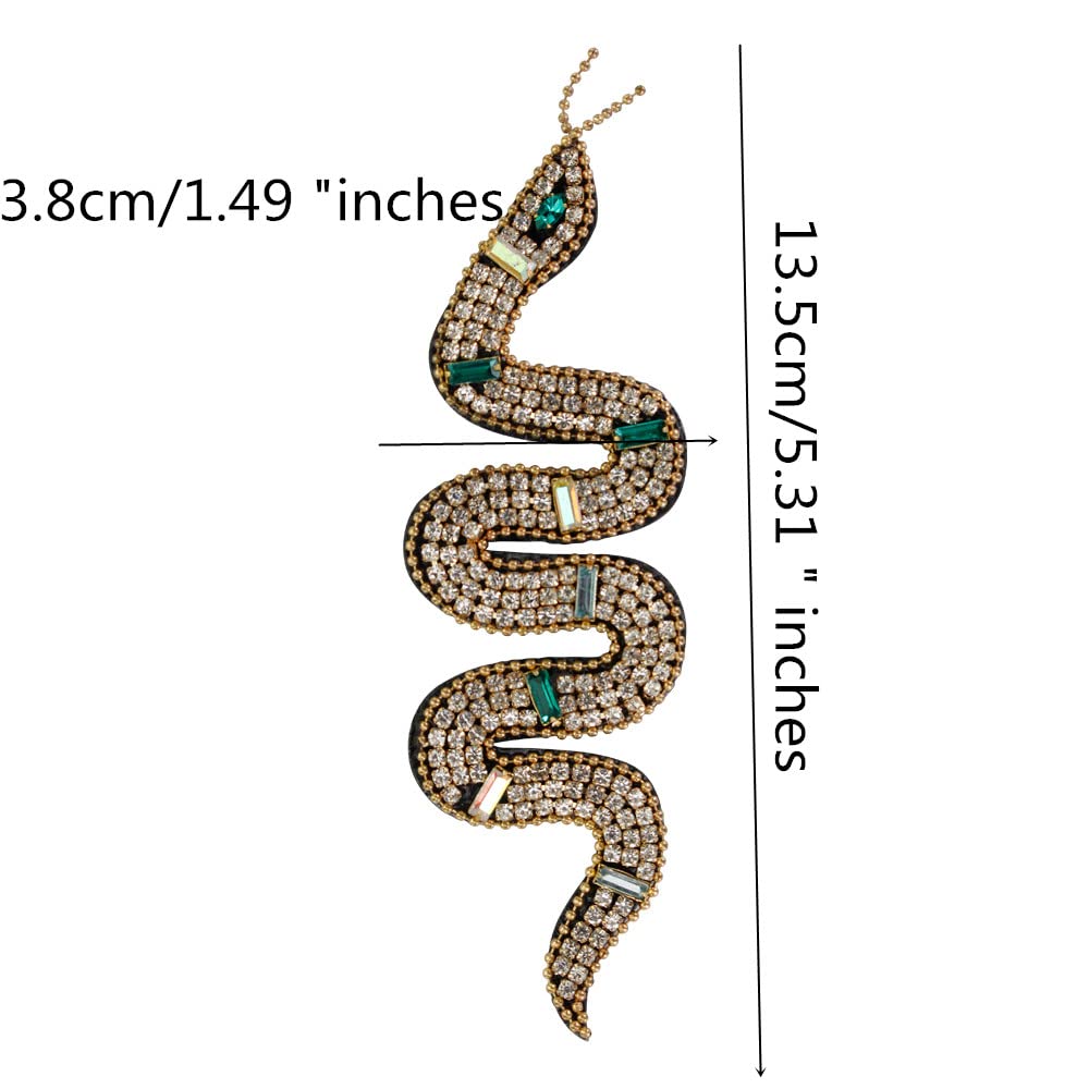 Snake Patches Beaded Flower Snake Badges Applique Motif Sew on Patches for Shoes Clothes Bags Decorated Accessories 3 pieces