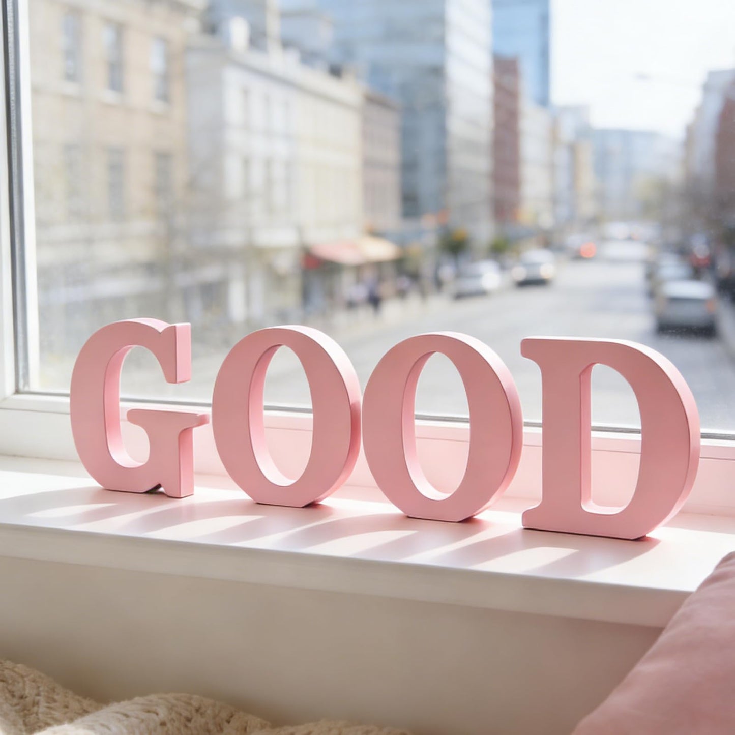 AOCEAN 10 Inch Pink Wood Letters Unfinished Wood Letters for Wall Decorative Pink Standing Letter Sign Board Decoration for Craft Home Party Decor Projects (L)