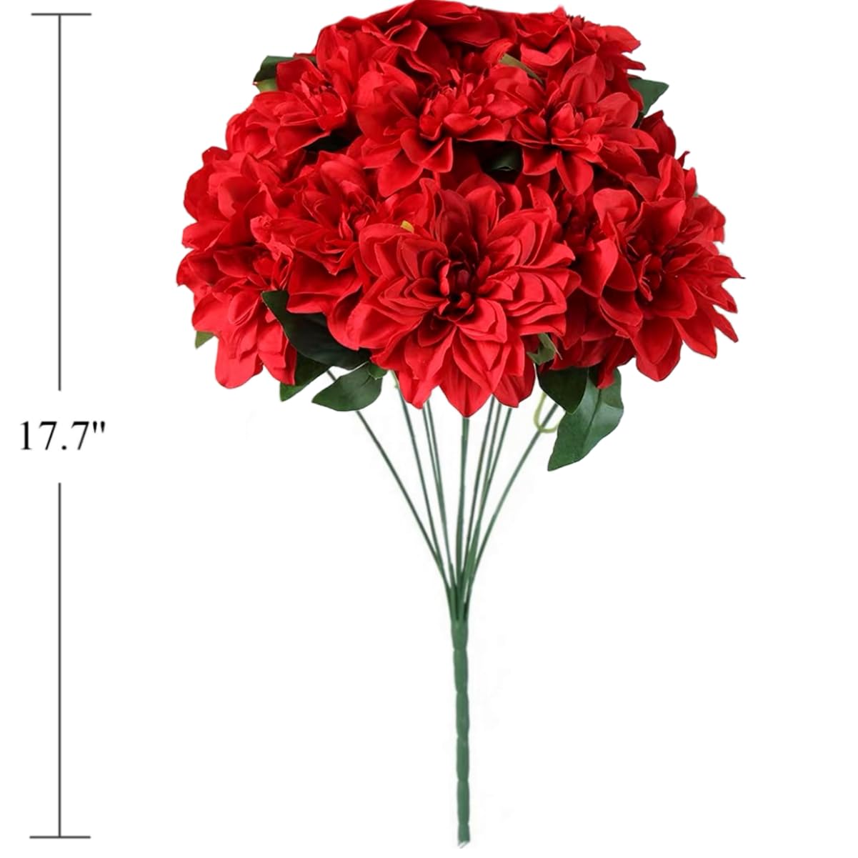 HoYuanFlo 10 Heads Dahlia Fake Flowers Artificial Dahlia Flowers Faux Flowers for Home Wedding Party Office Supplies (Red)