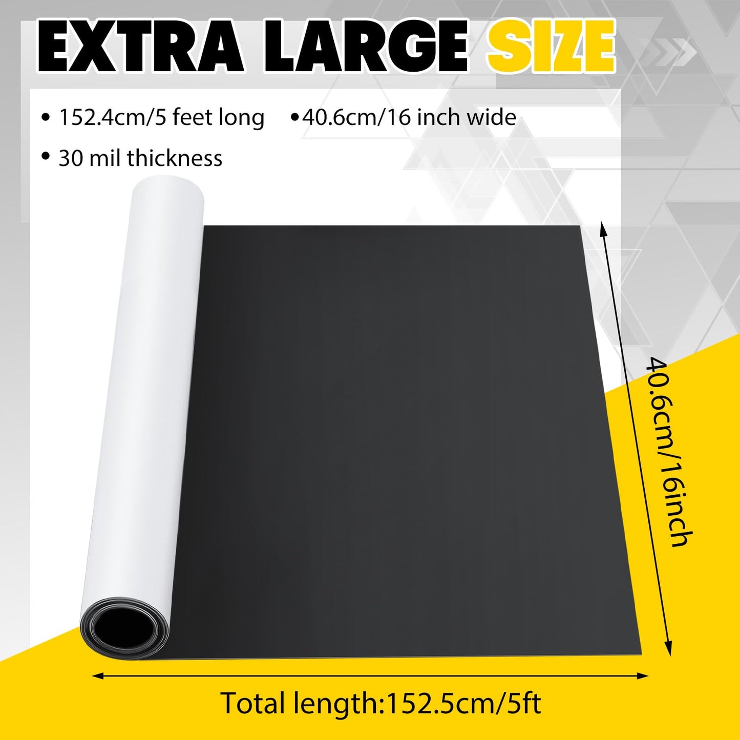 Relaxweex 16 Inch x 5 ft x 30mil Extra Large Adhesive Magnetic Sheet Roll Not Printable Adhesive Backing Cut and Customize Flexible Sheets Blank White Surface Magnetic Sign for Craft Photo Craft
