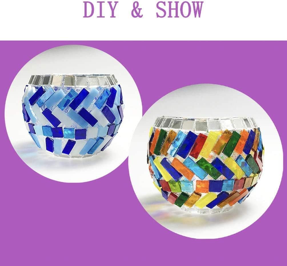 1.57" x 0.4" Rectangular Iridescent Stained Glass Strip, 7oz Glass Mosaic Tiles for DIY Crafts,Plates,Picture Frames,Flower Pots,Handmade Jewelry and More Mosaic Decorative (Iridescent White)