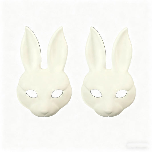 Yamoloz White DIY Bunny Mask for Costume Party or Festive Events 2 Pcs