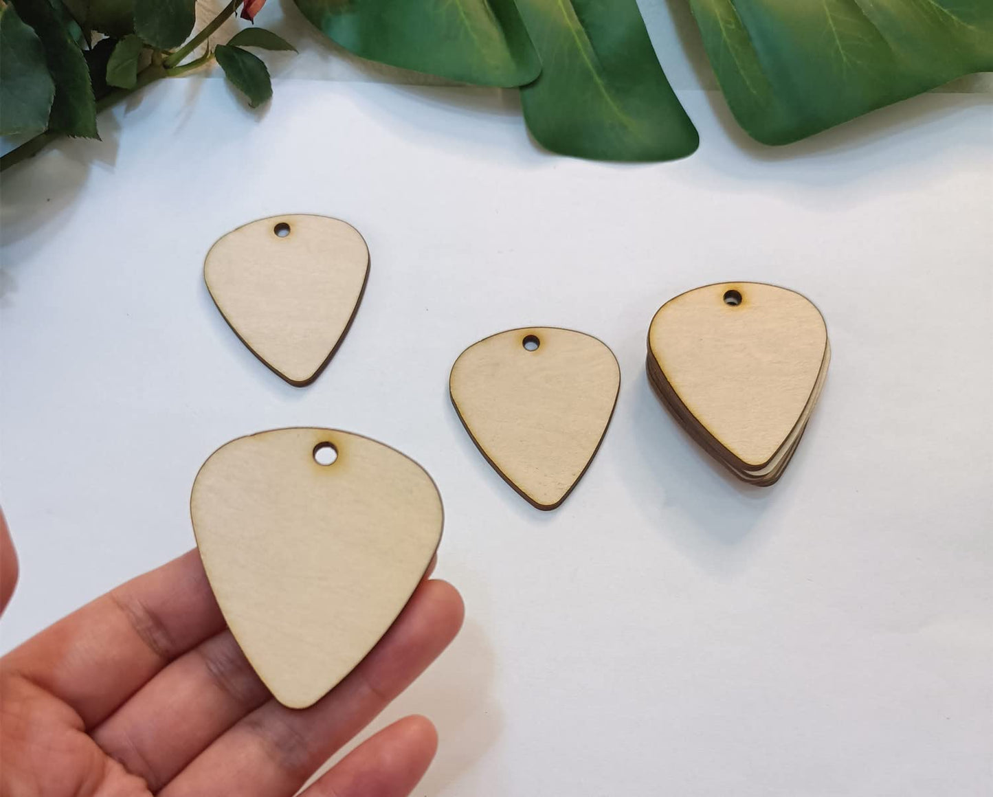 30pcs of Guitar Pick Shape Natural Wood Earrings Blanks,DIY Unfinished Laser Cut Natural Wood Earrings,Blank Wood Jewelry Accessories (1.5'')