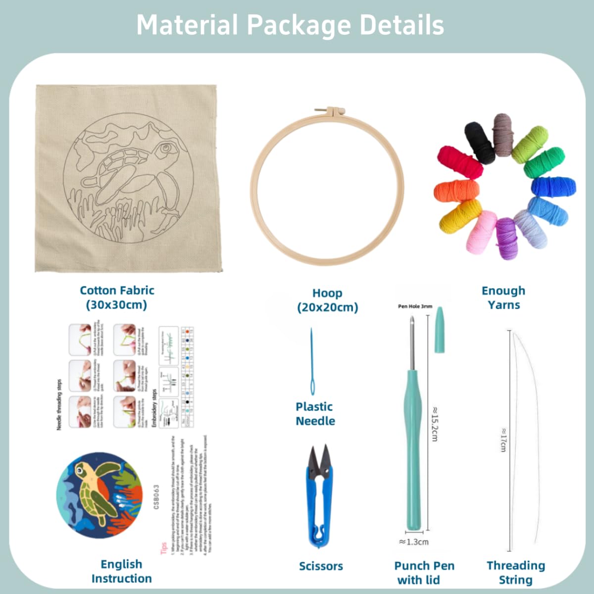 Punch Needle Kits Shih Tzu Dog and Flowers Embroidery Starter Set with Hoop Easy for Beginners DIY Stress Relief Handmade Craft Hobby and Home Decor 20x20cm-3