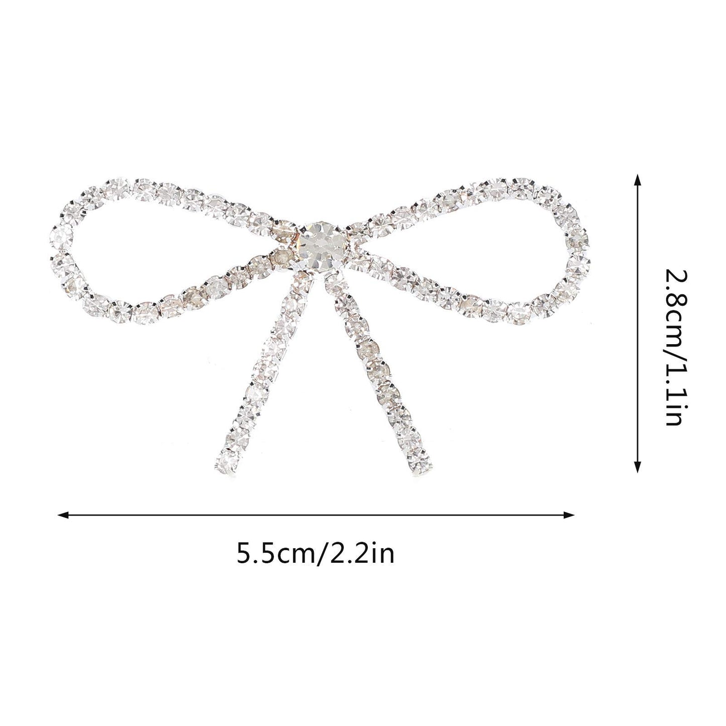 10Pcs Sliver Clear Rhinestone Crystal Bow Brooches Pins Set DIY Wedding Bouquet Broaches Kit