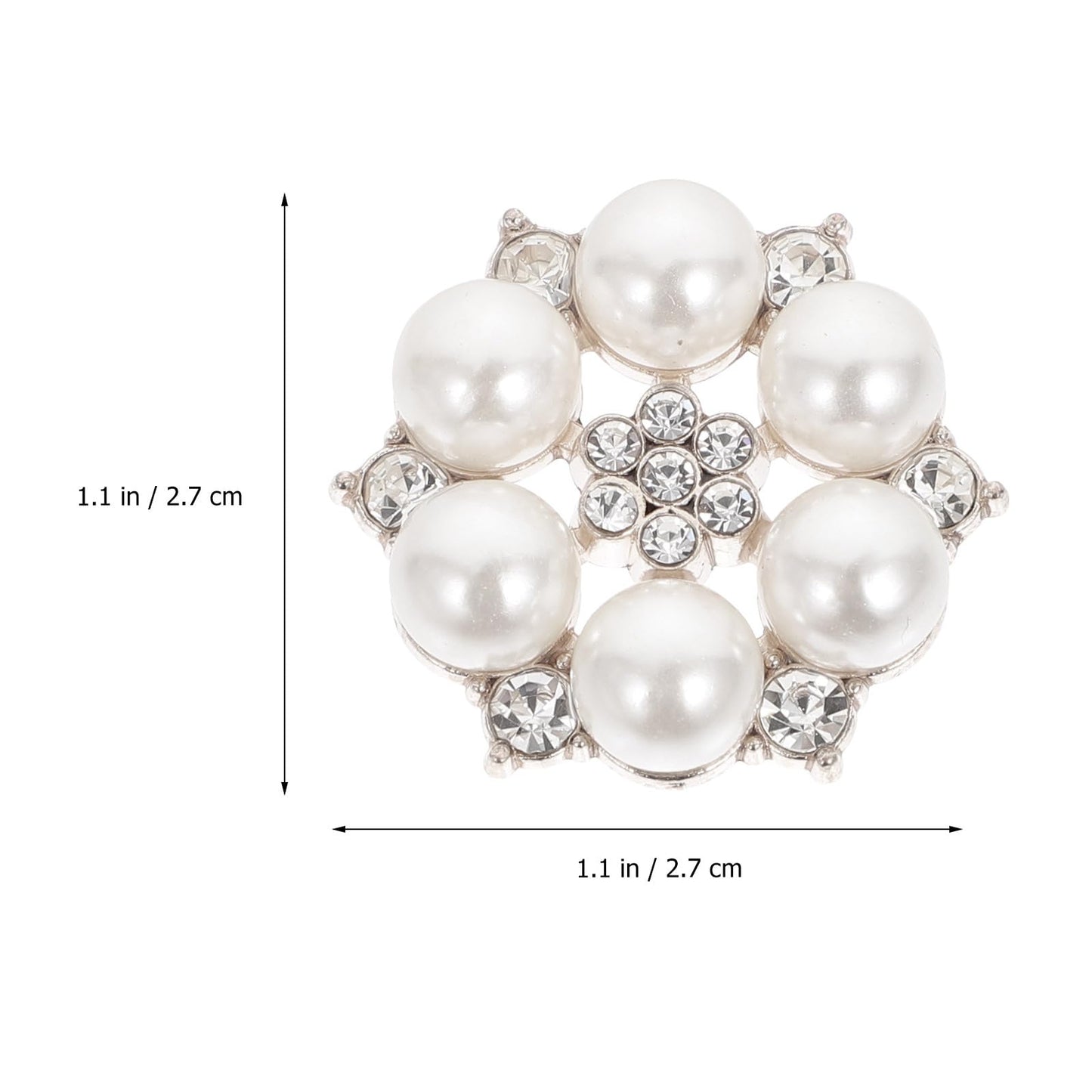 Tofficu 30 Pcs Pearl Rhinestone Flower Embellishments, 1.1 Inch Flatback Faux Pearl Buttons for Crafts, Crystal Glass Diamond Charms for DIY Jewelry Making, Wedding Bouquet, Phone Case Decor