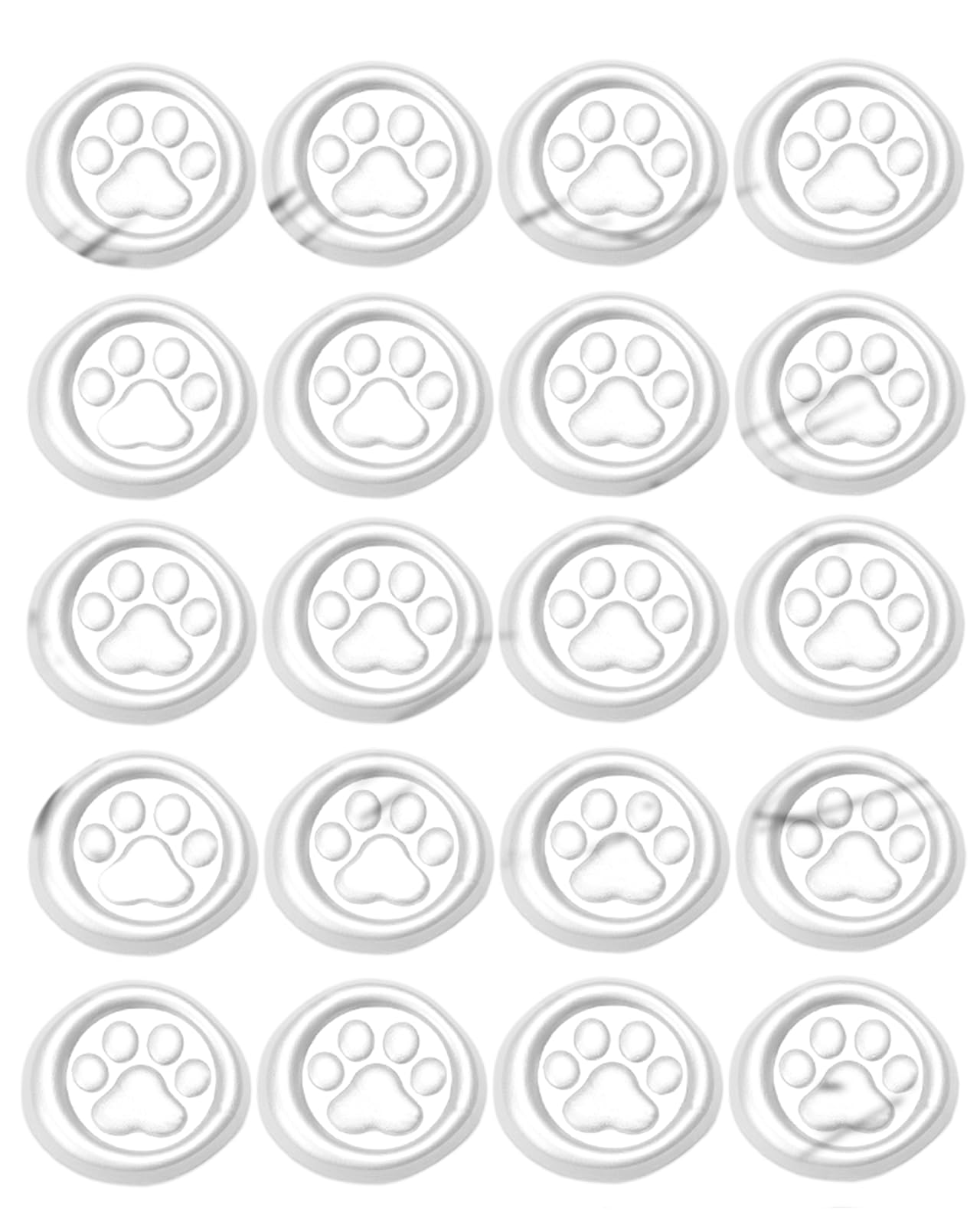 White Paw Wax Seal Stickers-40PCS Bulk Self-Adhesive Vintage Sealing Stickers for Envelopes, Letter, Invitations, Gift Wrapping, Scrapbooking – Cute Animal Footprint Design(White)