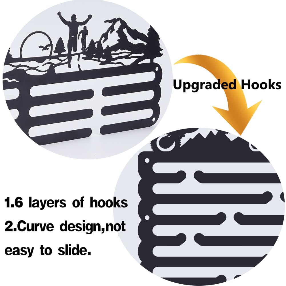 SUPERDANT Motocross Medal Hanger Motorbike Medal Holder Personalised Medals Rack Wall Mount Medals Hanging 6 Rows 24 Hangers Non-Slip Hooks for Motorcyclist Sports Gift
