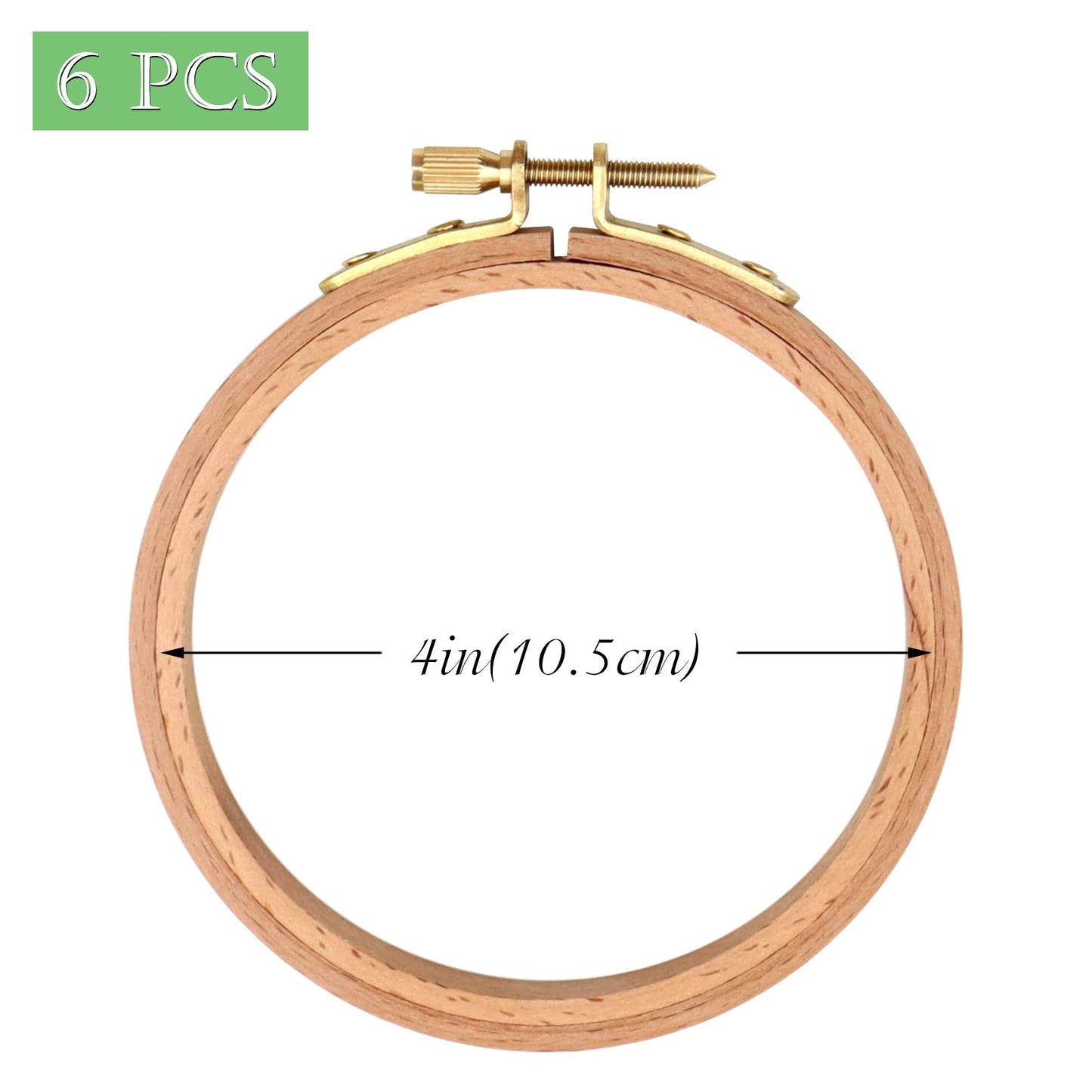 ZOCONE 6 PCS Beech Wood Embroidery Hoops, Wood Circle Hoop Ring Cross Stitch Hoop for Embroidery, Cross Stitch, Needlework, Art Craft Handy Sewing and Christmas Decoration (Size-4")