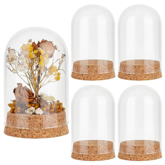 PandaHall 4pcs Glass Display Dome Cloche Bell Jar with Cork Small Glass Bottle Dome Decorative Jar Cloche Display Case for Flower Storage Home Christmas Party Favor Decoration 2.3x3.9inch