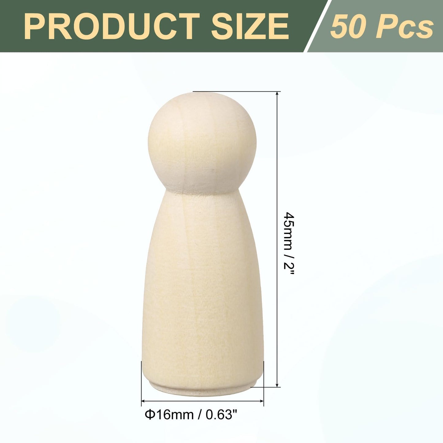 uxcell 50 Pack Wood Peg, 2 Inch Girl-Shape Wooden Peg People, Unfinished Wooden Peg People Bodies Figures for DIY Art Craft Painting