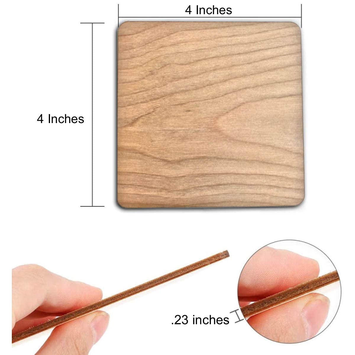 Stong & Thick, Made in The USA, Unfinished Square Blank Wood Pieces, Coasters, Trivet, Pyrography, Painting, Writing, Kids Arts and Crafts, Decorations, DIY Crafts (4"x4"x.2, Square, Natural, 40pk)