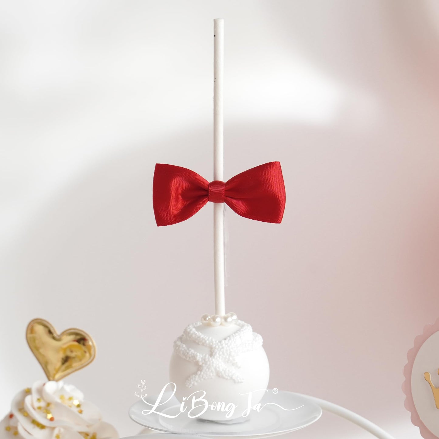 LiBongTa Red Bows 2" Premade Twist Tie Bows 50 PCS Small Red Satin Ribbon Bow for Gift Wrapping Cake Candy Treat Bags Party Favors Crafts Birthday Wedding Decorations