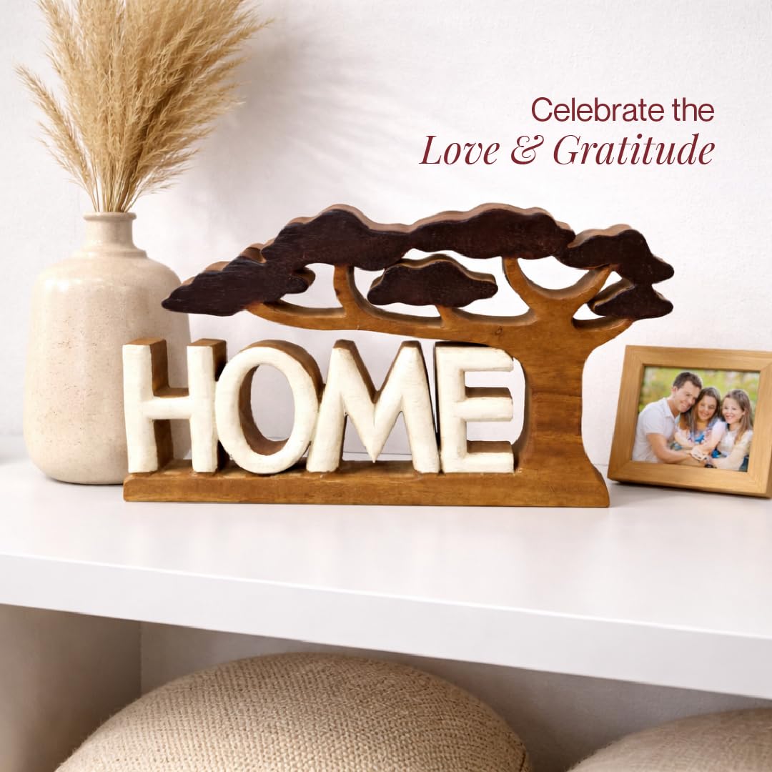 Decozen Wooden Home Sculpture, Gift for Mom, Home Decor, Living Room, Boho, Coffee Table, Centerpiece Table Decorations, Mantle, Shelf, Decor Farmhouse, Christmas Decorations, Mothers Day Gifts