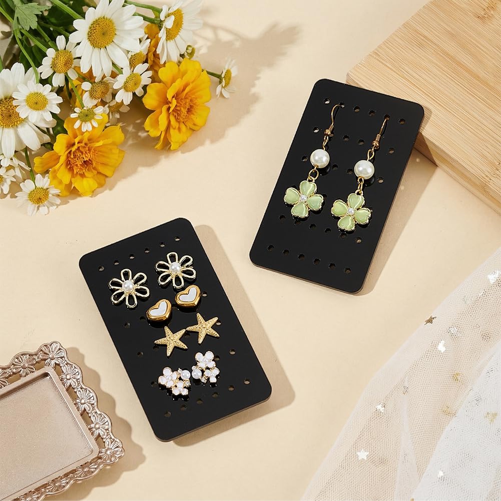 OLYCRAFT 18Pcs Acrylic Earring Display Cards 24 Holes Black Earring Organizer Portable Earrings Holder Jewelry Organizer Holder Show Rack for Home Travel Stud Earrings Jewelry Storage and Display