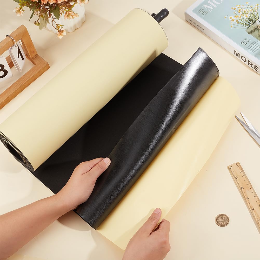 BENECREAT 78.7x15.7inch Adhesive EVA Foam Roll, 5mm Black Adhesive EVA Foam Sheets Cosplay Foam Crafts for Halloween Art Supplies Paper Scrapbooking