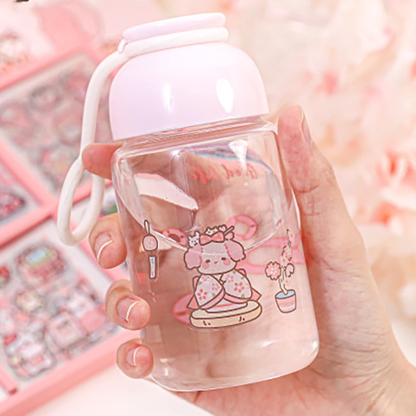 Doraking Kawaii Cute Animal Stickers for Journaling Scrapbooking, Vinyl Transparent Flower Stickers for Water Bottle Laptop, 200 Sheets Aesthetic Sticker Boxed Gifts for Teens Adults