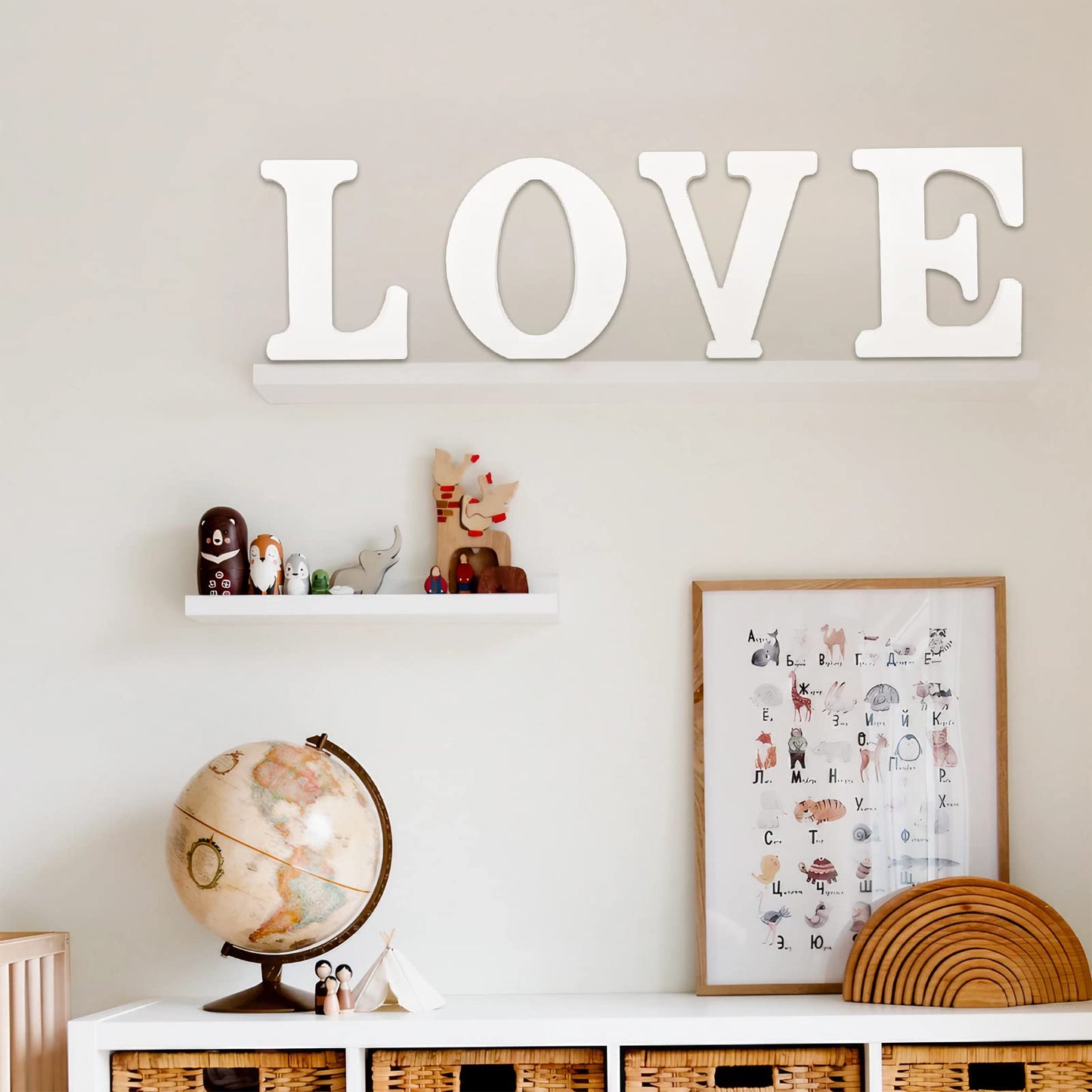 AOCEAN 10 Inch White Big Wood Letters, Unfinished Wooden Letters for Wall Decor Decorative Standing Letters Slices Sign Board Decoration for Craft Home Party Projects (S)