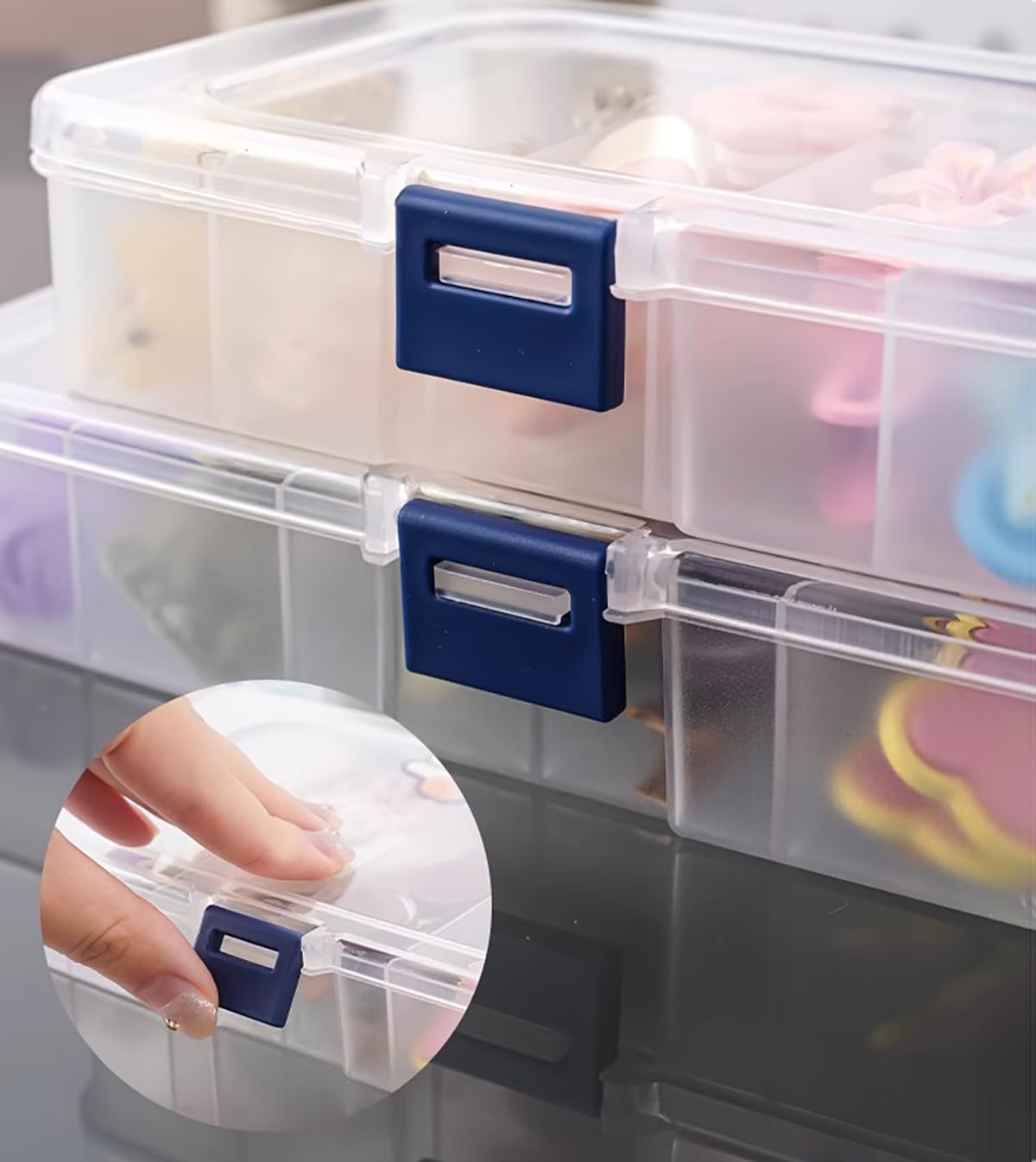 Farmer Mani 2 PACK Transparent Plastic Bead Organizers (6 Grids),Craft Organizers and Storage Beads Organizer, Art DIY, Crafts Jewelry Storage, Fishing Tackles, Size 7.48 x 3.94 x 1.38 in