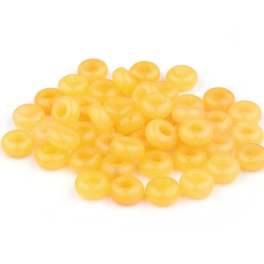 Youngbling Large Hole Gemstone Beads for Jewelry Making,Loose Macrame Natural Stone Beads Pack of 15,Yellow Jade(8 * 14mm)