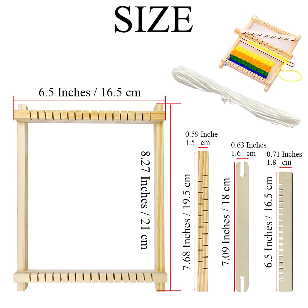 Ckyleole Weaving Loom Kit Wooden Weaving Loom Multi Craft Handcraft Wooden Looms Set Tapestry with Rods Combs Shuttles Line Instructions No Burr Mini 8.27 x 6.5 inch 1 Set(5P) Adult and Beginners
