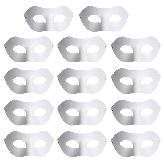 Yookat 14 Pieces Paper Art Masks White Craft Masks Paintable Paper Mask Mardi Gras Masquerade