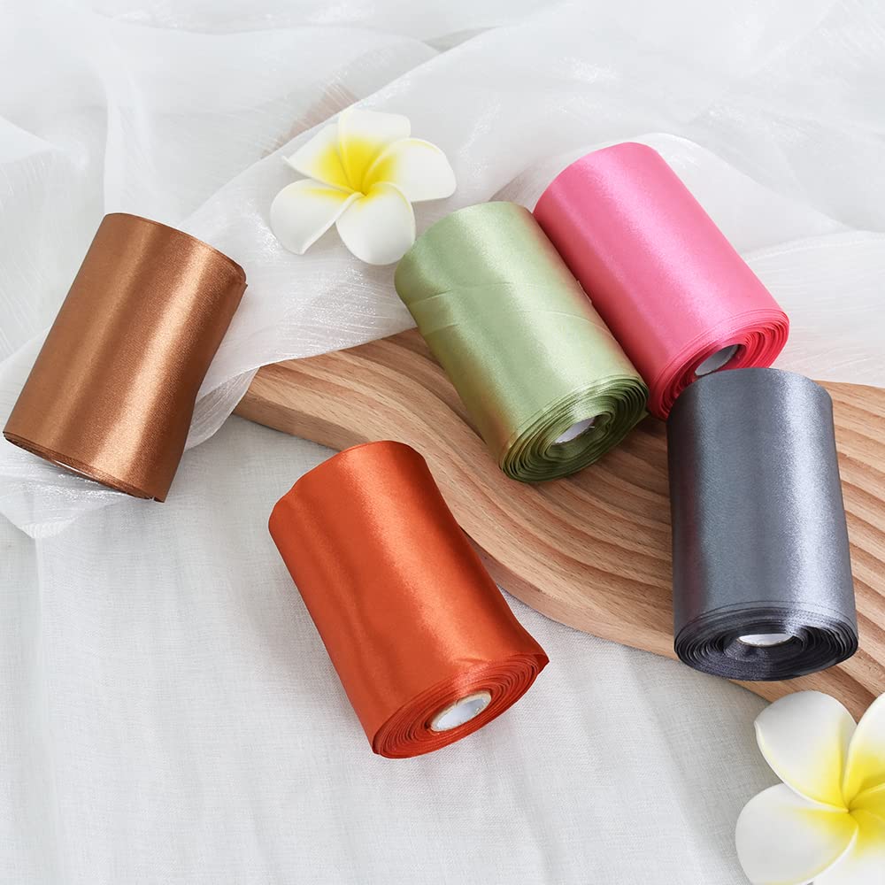 TONIFUL 4 Inch Wide Sage Olive Green Solid Satin Ribbon 22yd Fabric Large Ribbon for Cutting Ceremony Grand Opening Chair Sashes Table Hair Car Bows Floral Craft Sewing Wedding Party Decoration