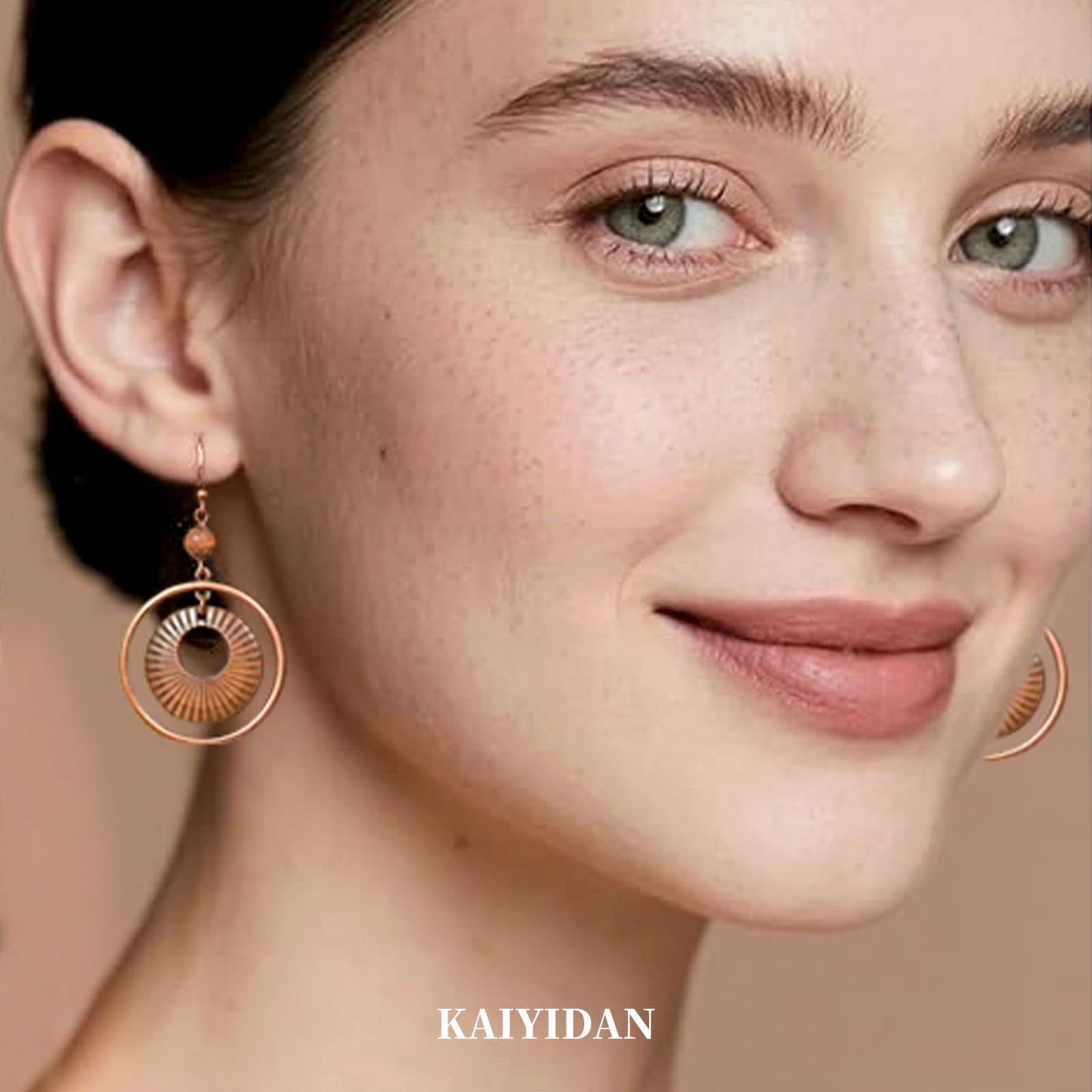Silver/Gold Boho Dangle Statement Earrings for Women Trendy,Handmade Vintage Dainty Cute Long Drop Summer Earrings,fashion Accessories Jewelry Gifts (A69 Wooden Beads Hoop Bronze Earrings)