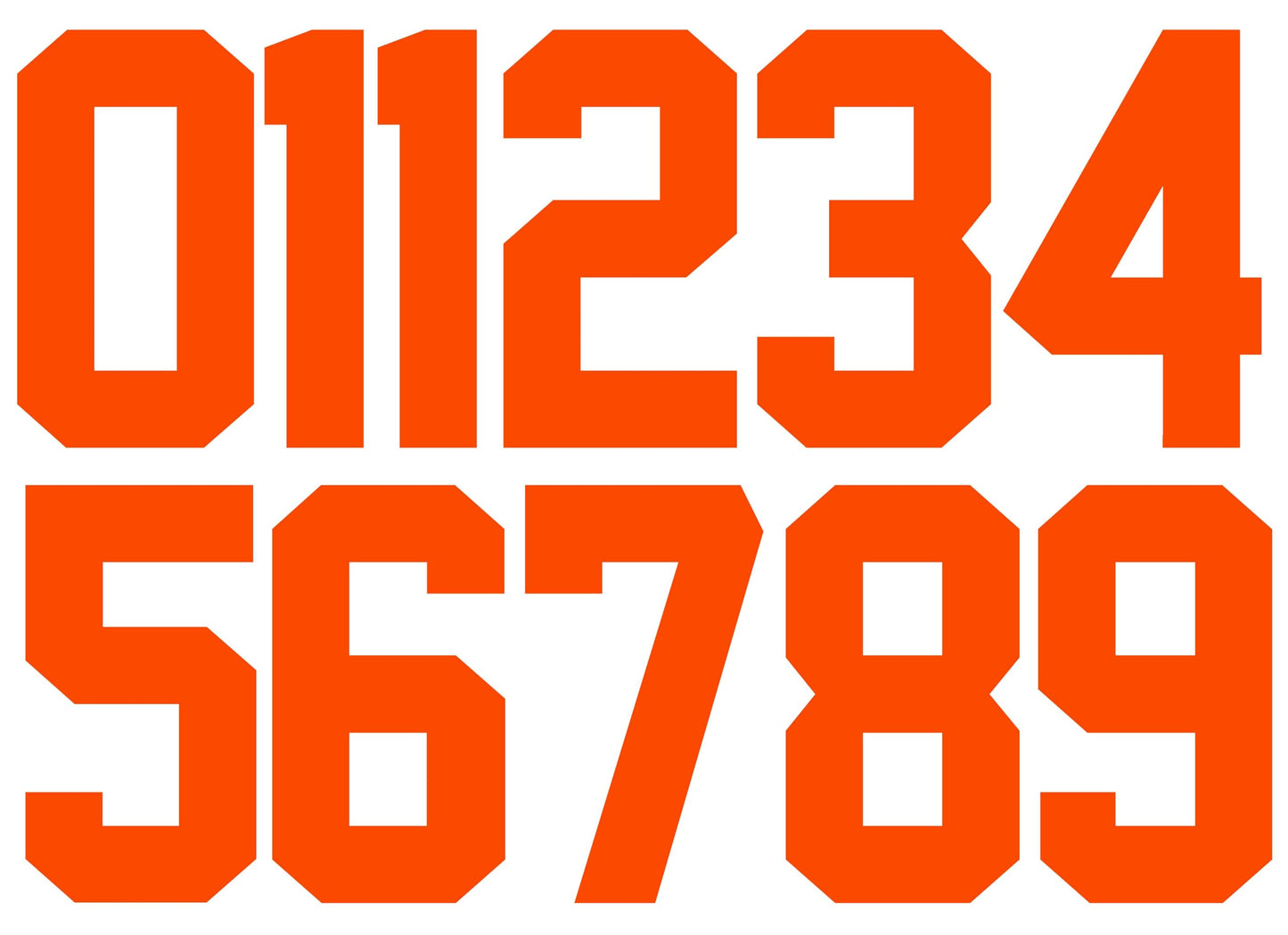 Numbers Kit(0-9),10" Tall for Sports T-Shirt Jersey Football Baseball,Iron On, Heat Transfer, Team,t-Shirt(Style A) (Orange(0-9))