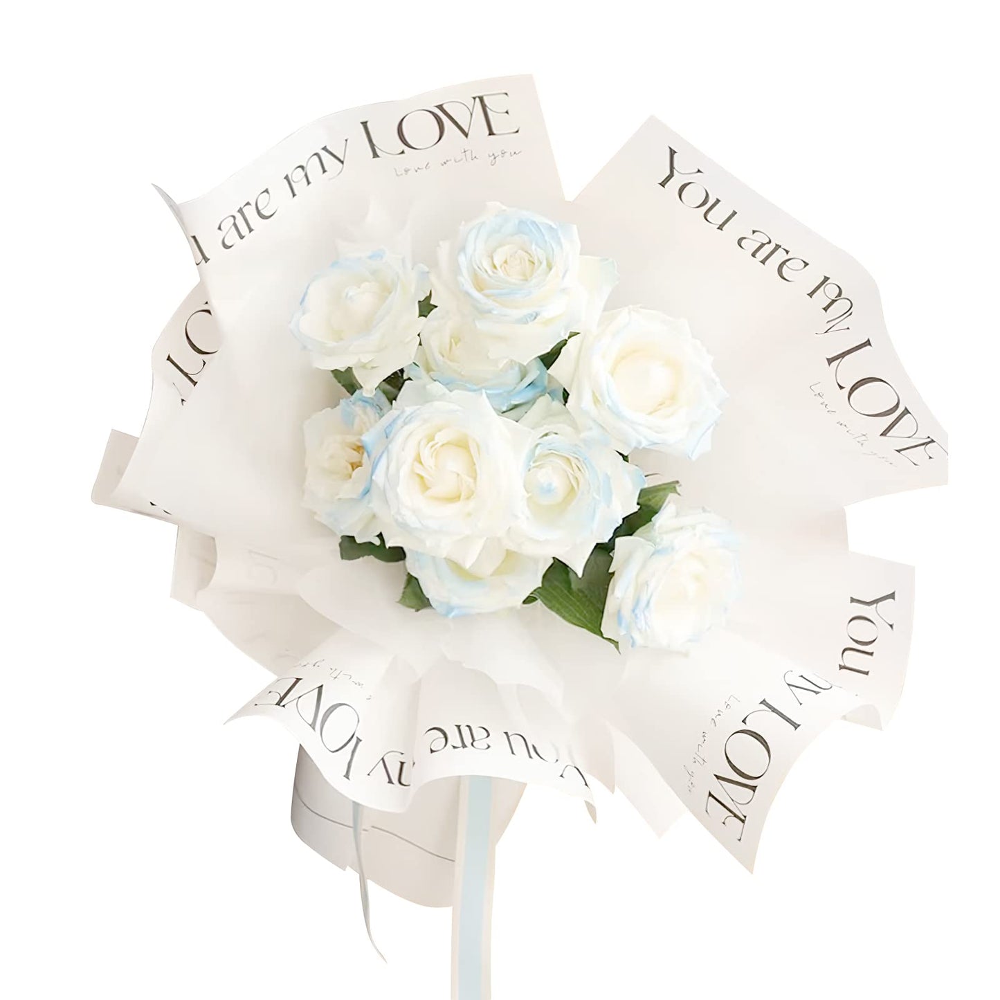 20 Sheets Letters Printes Floral Wrapping Paper You Are My Love Flower Bouquet Package Paper Roll DIY Floral Gift Crafts Packing Paper Florist Pack Material for Birthday Wedding Valentine's Day