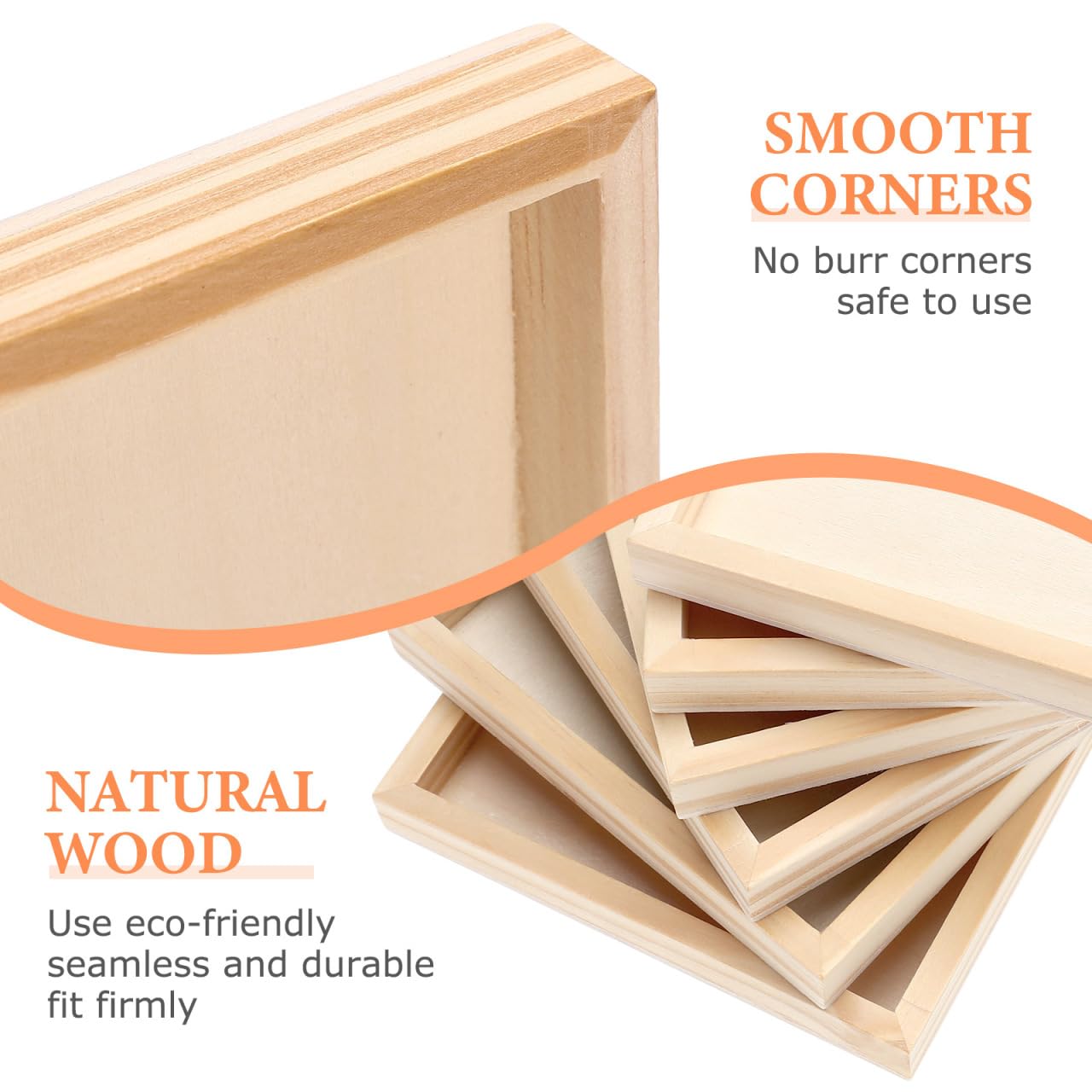 Hemobllo 6-Pack 4.72" Square Unfinished Wood Trays – Natural Puzzle Sorters & Craft Organizers for Kids, Classroom, Home Storage