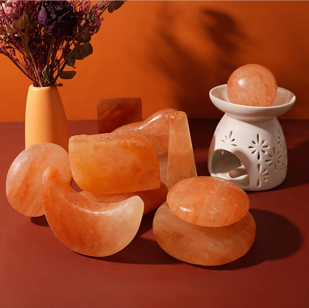 QYLHH 2 Pcs Himalayan Salte Stones Hot Massage Stones Set Warm Rocks Kit for Facial SPA Pink 3.14 x 2.36 in