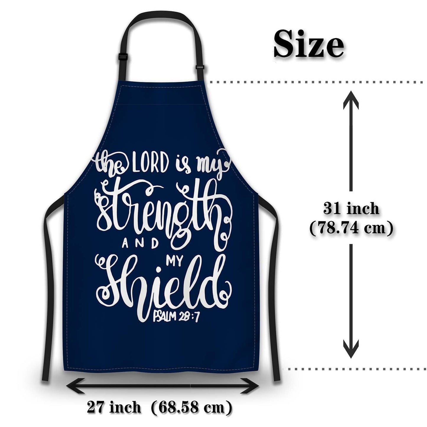 Olikked Baking Apron for Men the Lord Is My Strength and My Shield Bible Verse Modern Cute Aprons for Men for Kitchen Cooking Restaurant BBQ Painting Crafting 27” (W) x 31” (H), Waterproof Aprons