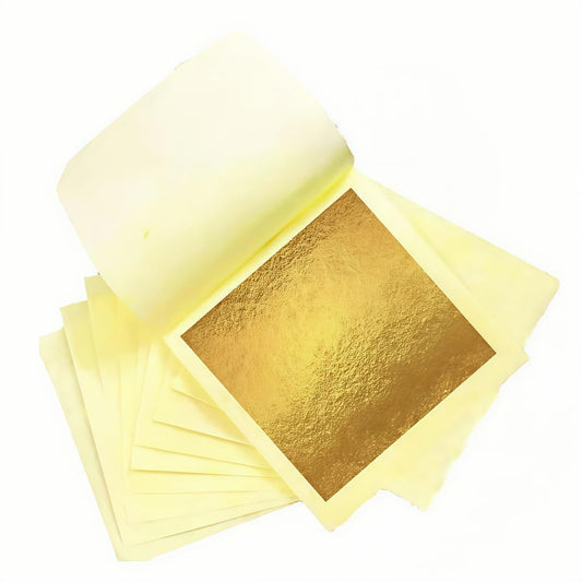 dshyuauoci 100 Sheets Gold Leaf, Premium 24K Gold Foil Sheets 3.15×3.15 Inches Craft Art Decoration Perfect for Decorating Cakes Art DIY Projects Nail Art Phone Cases Photo Frames Gold Plating