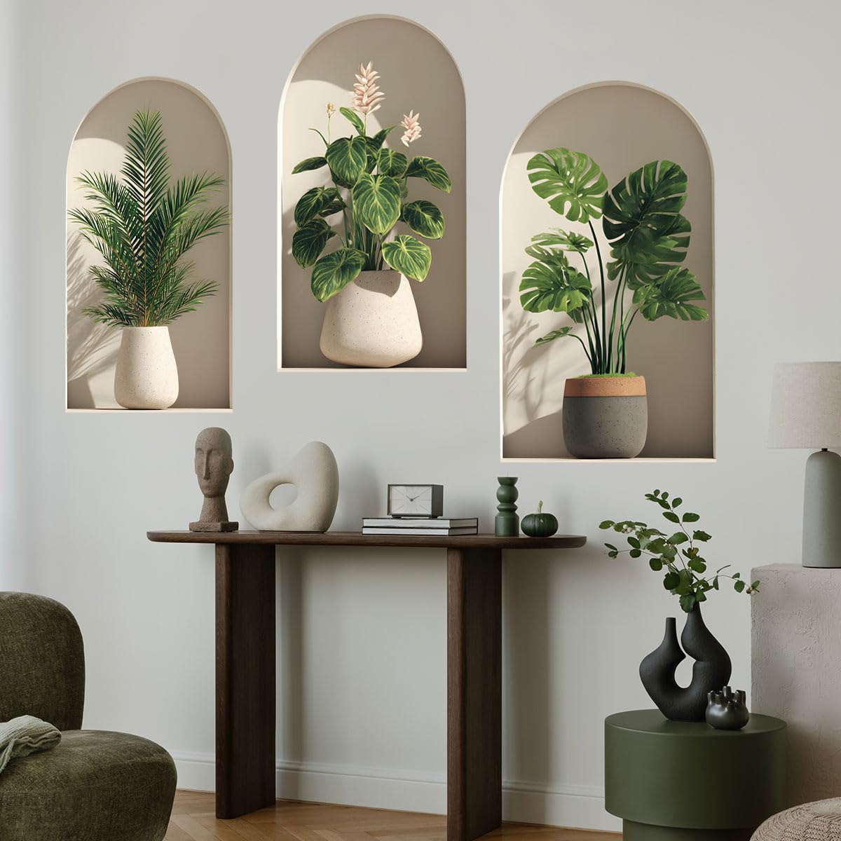3D Potted Plants Wall Stickers，Green Plants Wall Decals，Peel and Stick 3D Magic Art Sticker，for Living Room Bedroom Aisle Entrance Sofa Backdrop Yoga Room Home Decor (Potted Flower Decor 46)