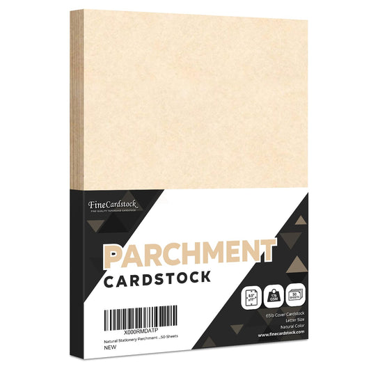 Natural Stationery Parchment Recycled Paper | 65Lb Cover Cardstock | 8.5” x 11” Inches | 50 Sheets Per Pack