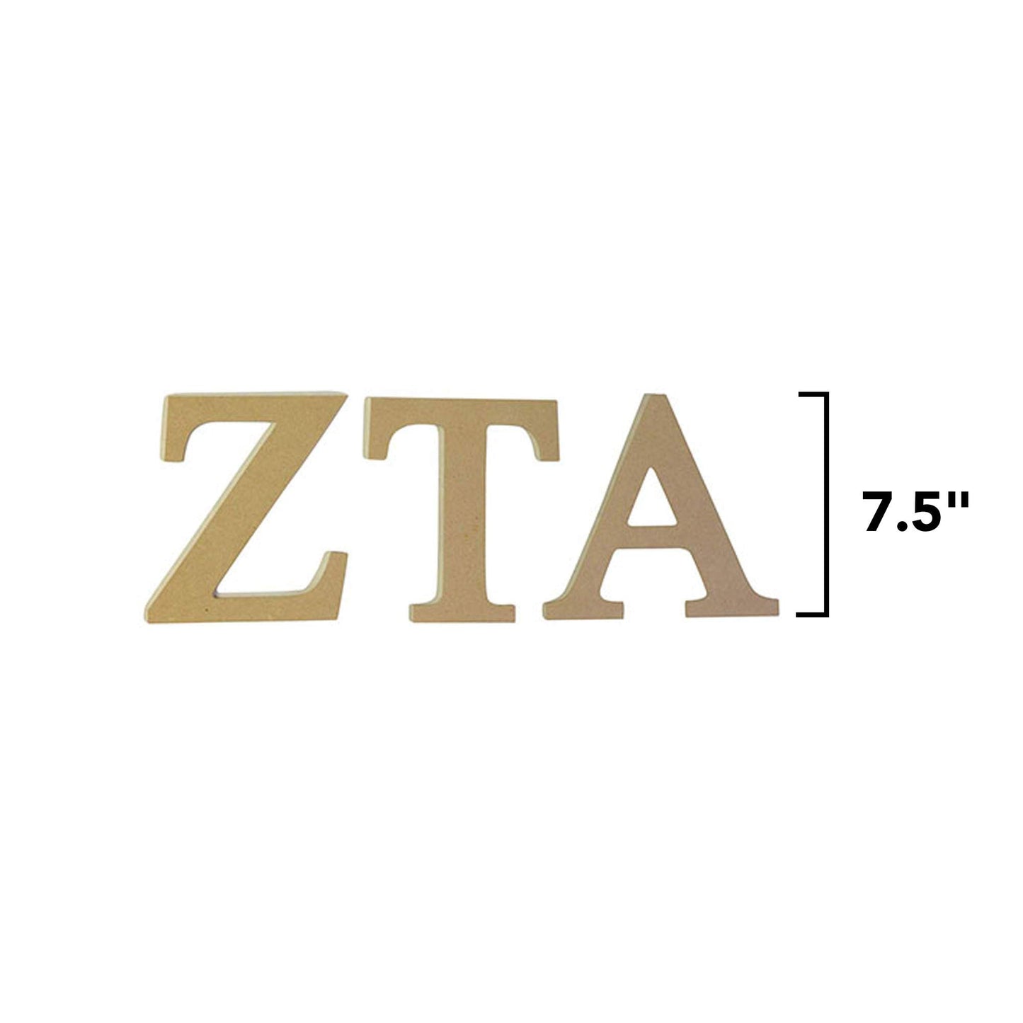 Desert Cactus Zeta Tau Alpha Wooden Letter Set - 7.5 inch Unfinished MDF Wood Zeta ZTA Sorority Greek Letters for DIY Arts and Crafts