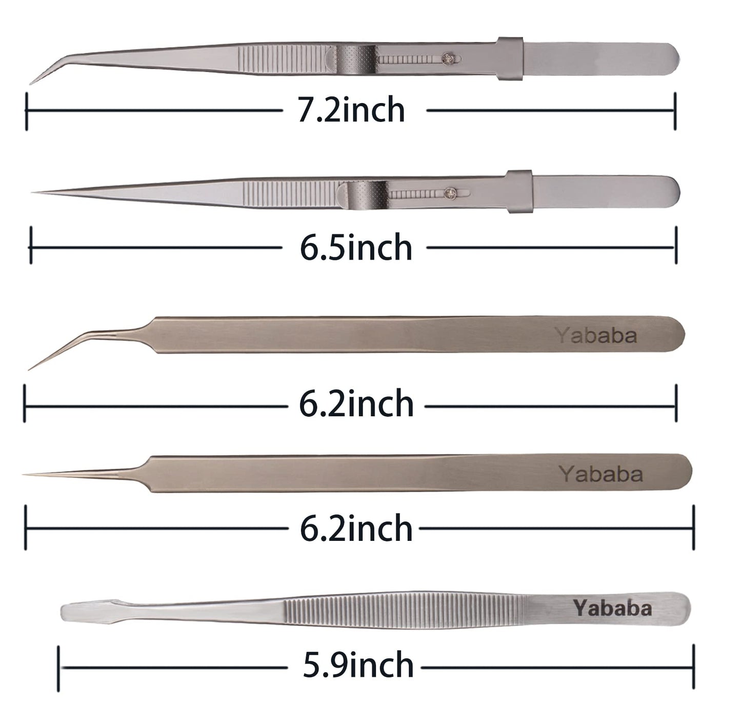 Tweezers, 5 Pcs Precision Tweezers Set, Anti-Static Stainless Steel Long Tweezers Kit for Electronics, Laboratory Work, Jewelry-Making, Craft, Soldering, Hobby, Watches, Car Machines Repair Etc