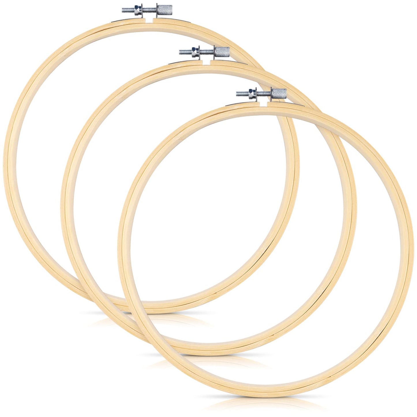 3 Pieces Embroidery Hoops, 10 inch Bamboo Frame Circle Cross Stitch Hoop Ring Embroidery Hoops Set for Embroidery and Cross Stitch
