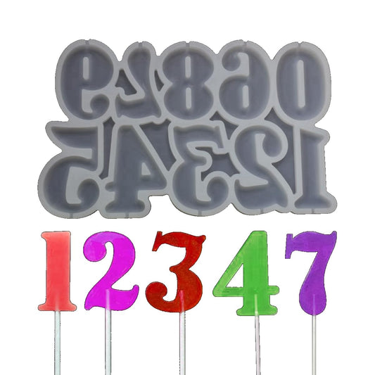 mostsom 2pcs/lot Number Shaped Baking Mold DIY Lollipop Numeric Modeling Silicone Chocolate Candy Mould Birthday Cake Decoration Kitchen Tools (D_ Number)