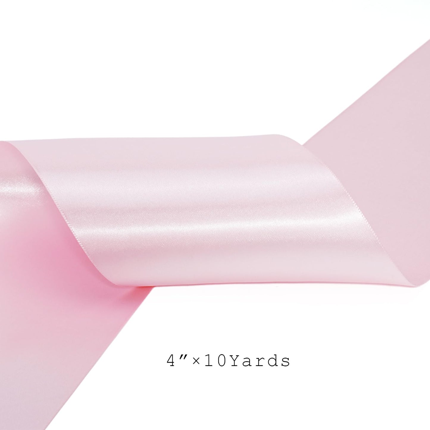 LaRibbons Light Pink Satin Ribbon 4 Inch x 10 Yards Continuous Light Pink Ribbon for Flower Bouquet, Chair Sashes, Garland, Gift Wrapping, Christmas Decor, Craft Project