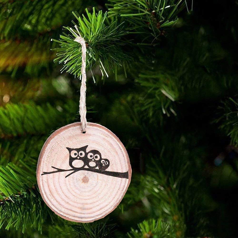 Unfinished Natural Wood Slices 30Pcs 2.75-3.1 inch Wood Coaster Pieces Craft Wood kit Predrilled with Hole Wooden Circles Great for Arts and Crafts Christmas Ornaments DIY Crafts Rustic Wedding