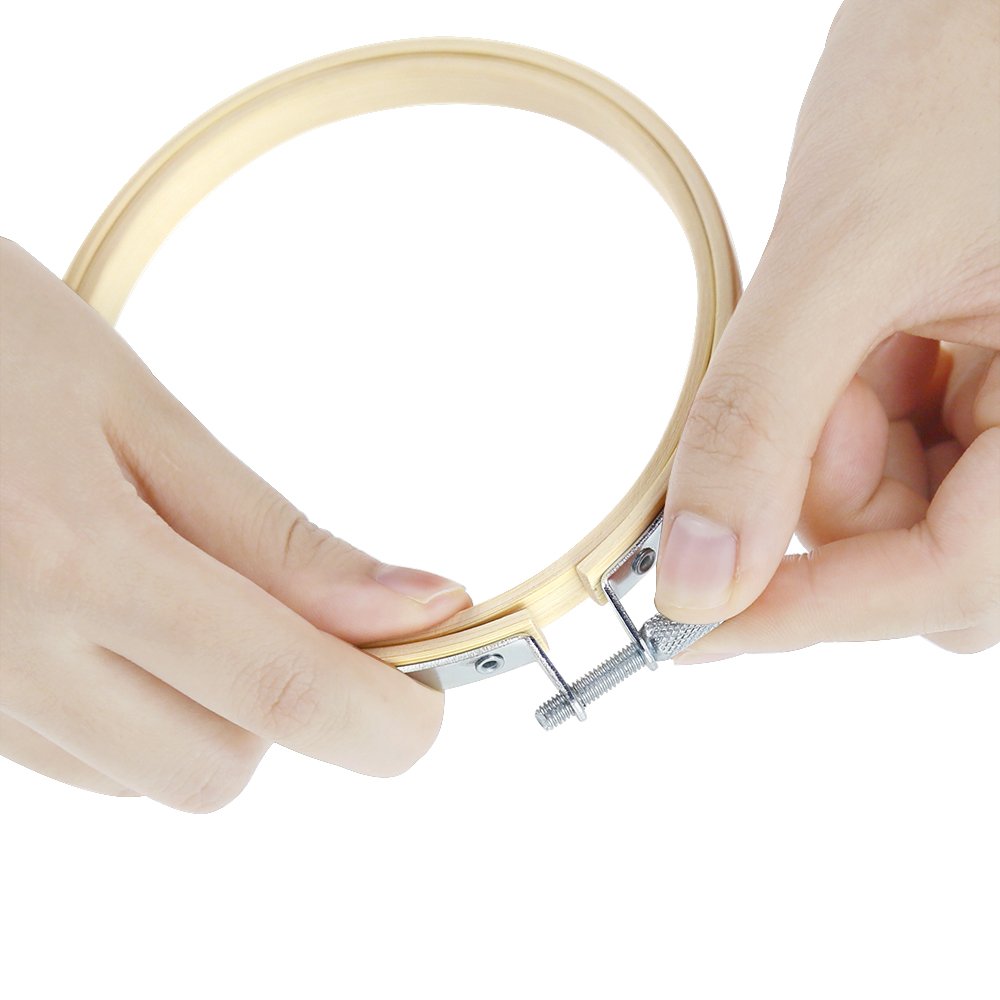 Pllieay 6 Pieces 6 inch/ 15cm Round Embroidery Hoops Bamboo Circle Cross Stitch Hoop Rings for Craft Sewing