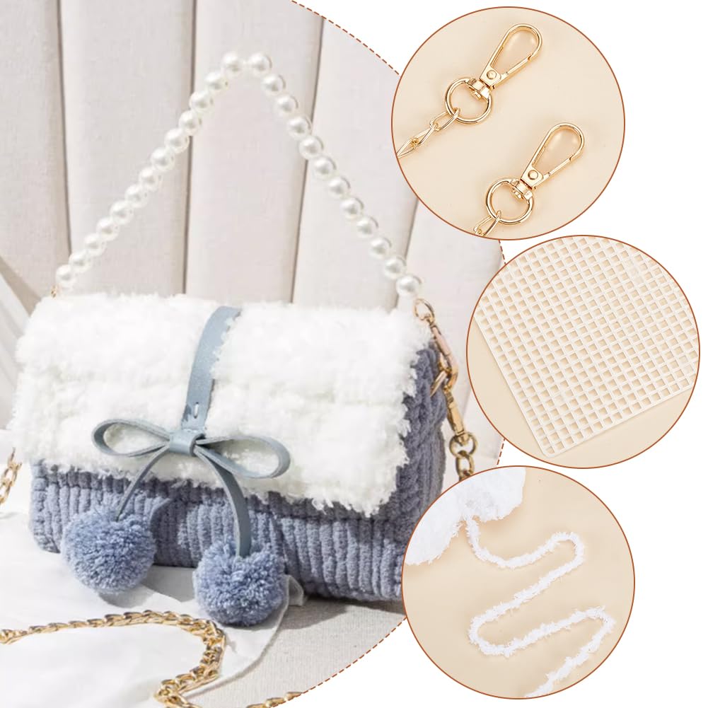 WADORN DIY Knitting & Crochet Handbags Kit, Mesh Plastic Canvas Kit for Shoulder Bags, Crossbody Bags, Handmade Purse Materials, Sky Blue