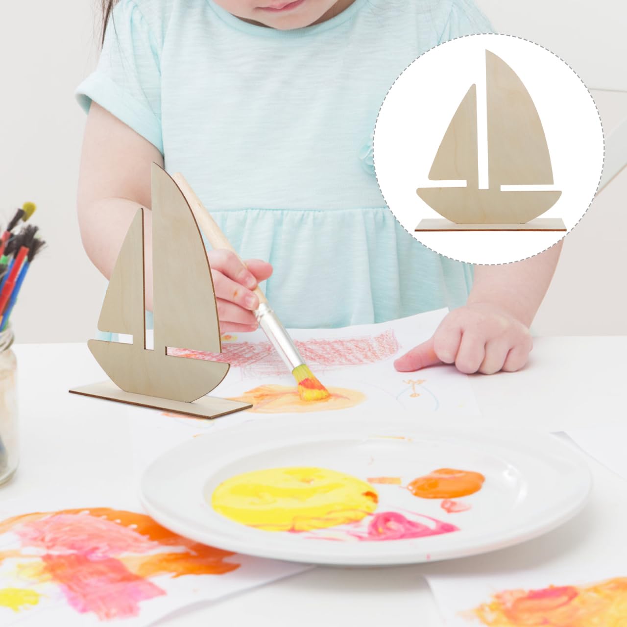 EXCEART 10 Pcs Sailboat Shape Wood Slices Unfinished Rustic Wooden Embellishments for DIY Crafts Home Nautical Decor 5.8X1.7X7.0in