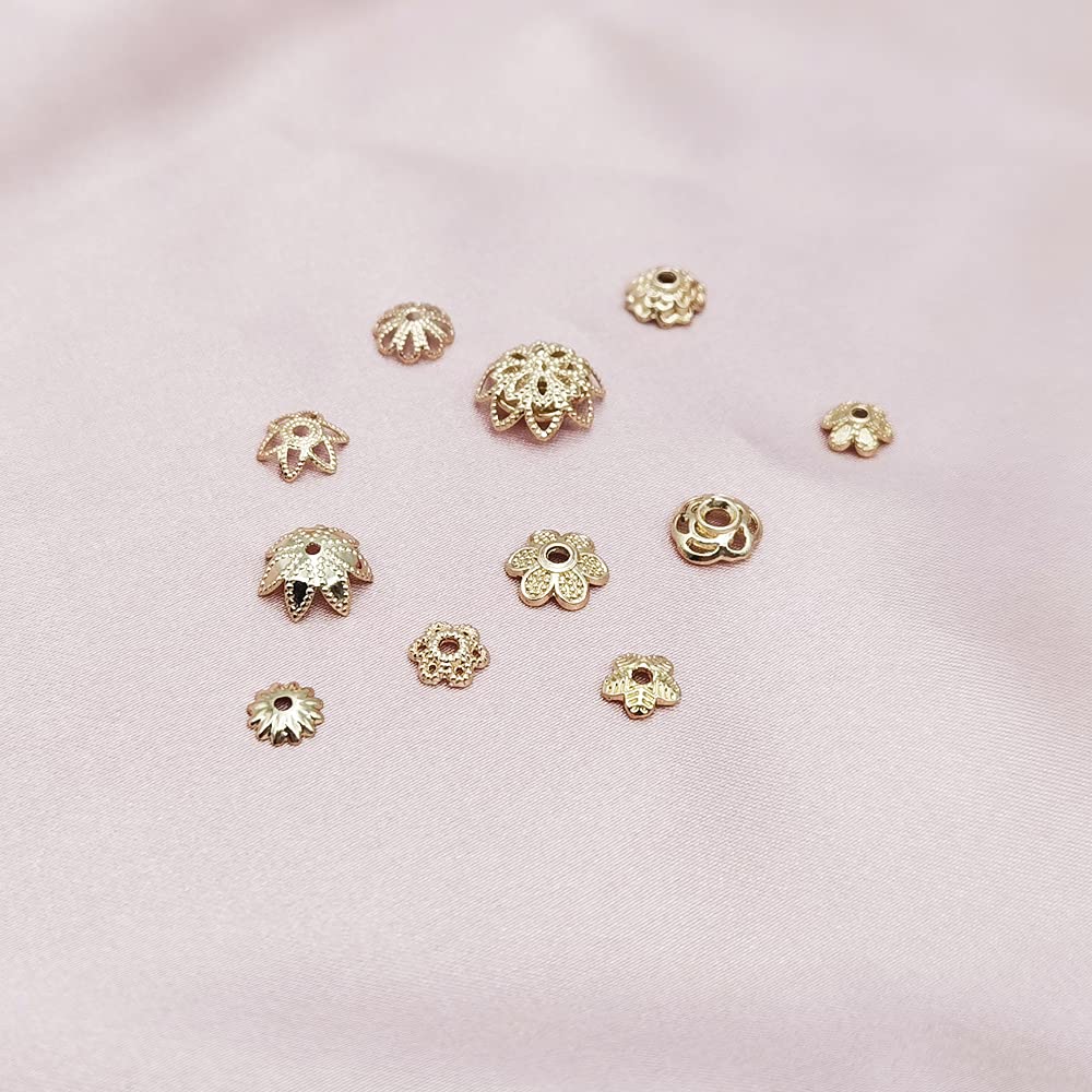INSPIRELLE 120pcs Bead Caps Gold Plated Long-Lasting Metal Filigree Flower Cup Shape Bead for Jewelry Bracelet Necklace Making